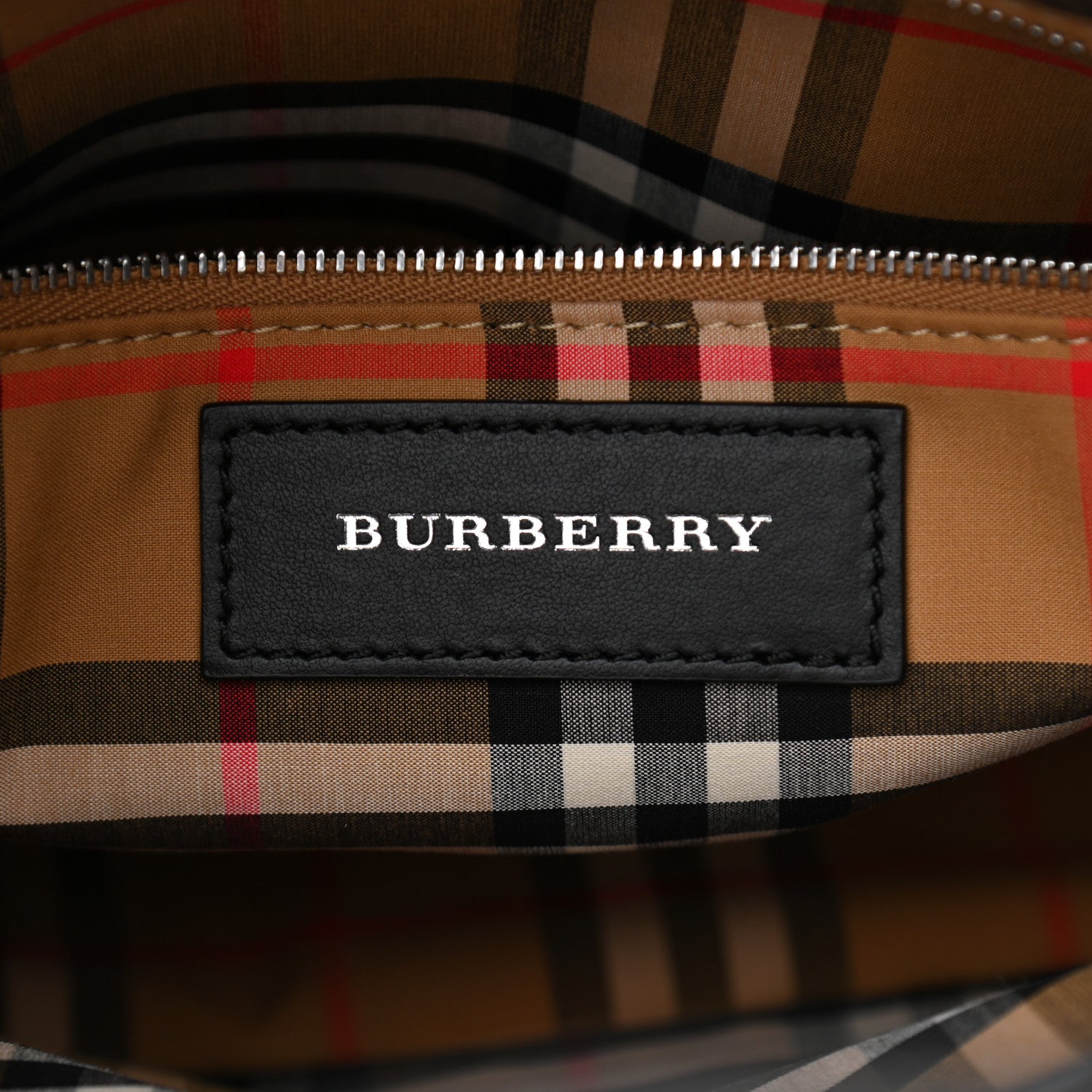 Burberry Derby Calfskin House Check Medium Banner Tote Black 6 of 12