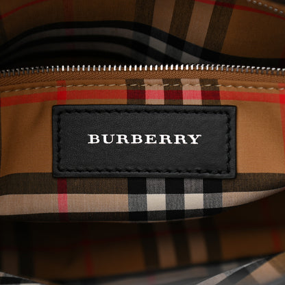 Burberry Derby Calfskin House Check Medium Banner Tote Black 6 of 12
