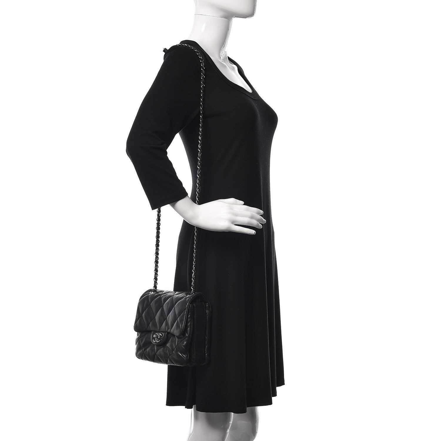 Chanel Lambskin Quilted Mini Chanel 3 Flap Black 2 of 10