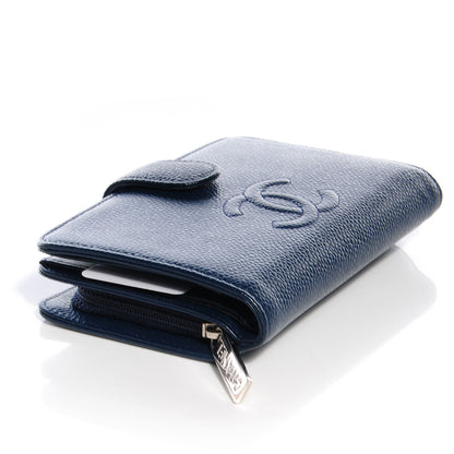Chanel Caviar Large Zip Pocket Wallet Navy Blue 4 of 8