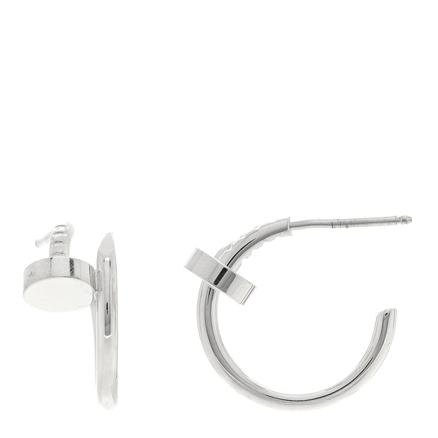 Cartier 18K White Gold Juste Un Clou Hoop Earrings 1 of 4
