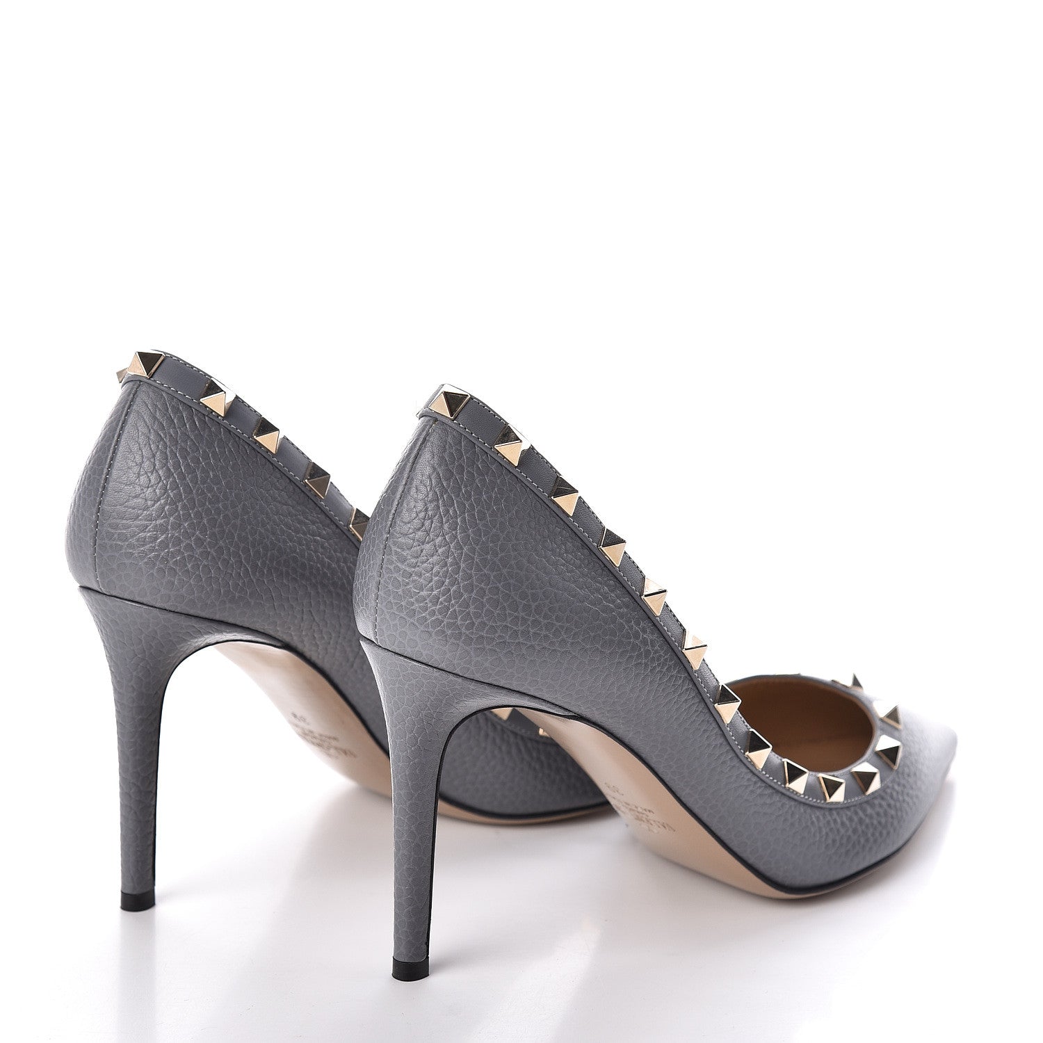 Valentino Garavani Pebbled Calfskin Rockstud 85mm Pumps 39 Light Stone 4 of 7