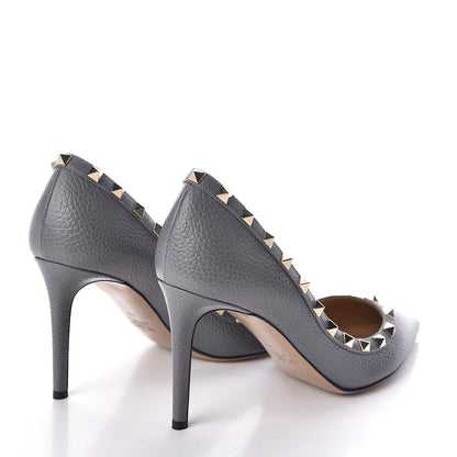 Valentino Garavani Pebbled Calfskin Rockstud 85mm Pumps 39 Light Stone 4 of 7