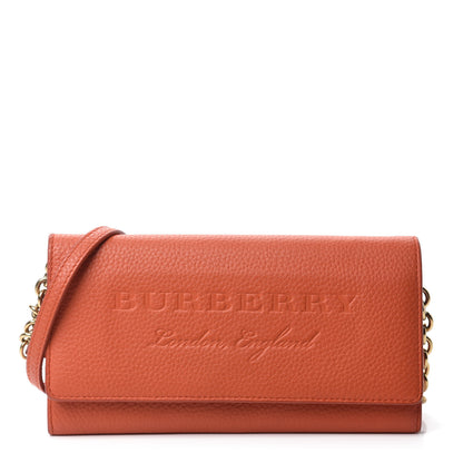 Burberry Calfskin Logo Embossed Chain Wallet Orange 1 of 11