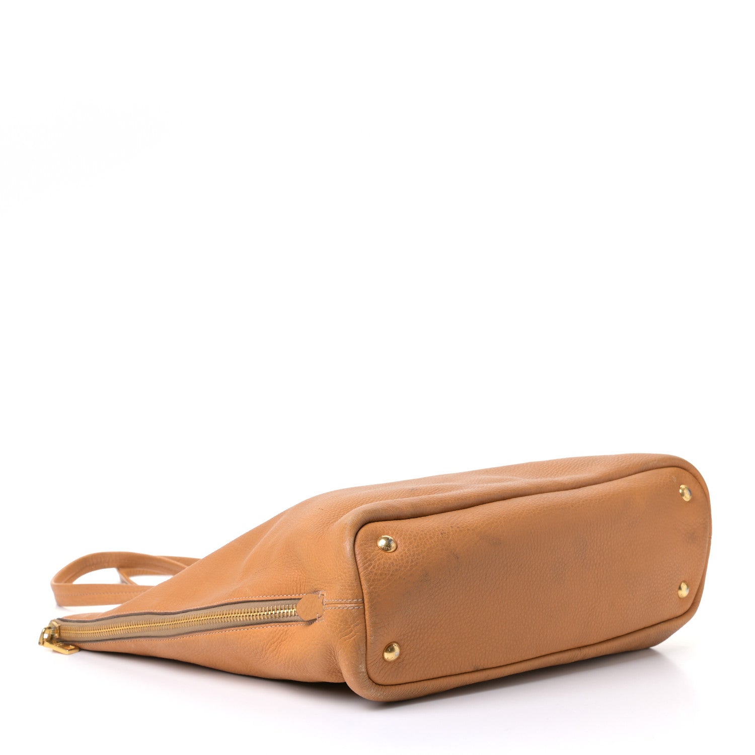 Prada Vitello Daino Side Zip Shopping Tote Caramel 4 of 17