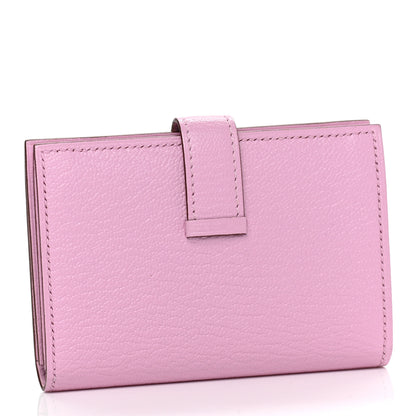 Hermes Chevre Mysore Bearn Card Holder Wallet Mauve Sylvestre 3 of 7