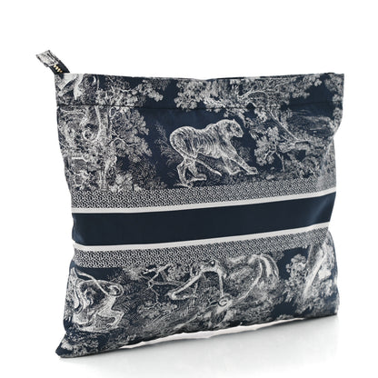 Christian Dior Technical Fabric Toile De Jouy Reverse Diortravel Zipped Pouch Blue Multicolor 3 of 8