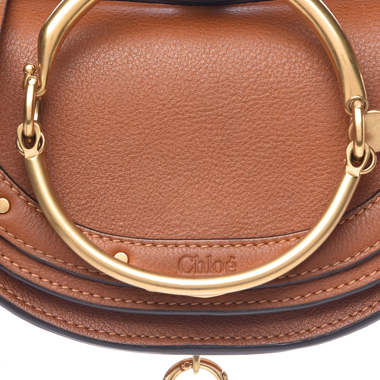 Calfskin Small Nile Bracelet Minaudiere Bag Caramel