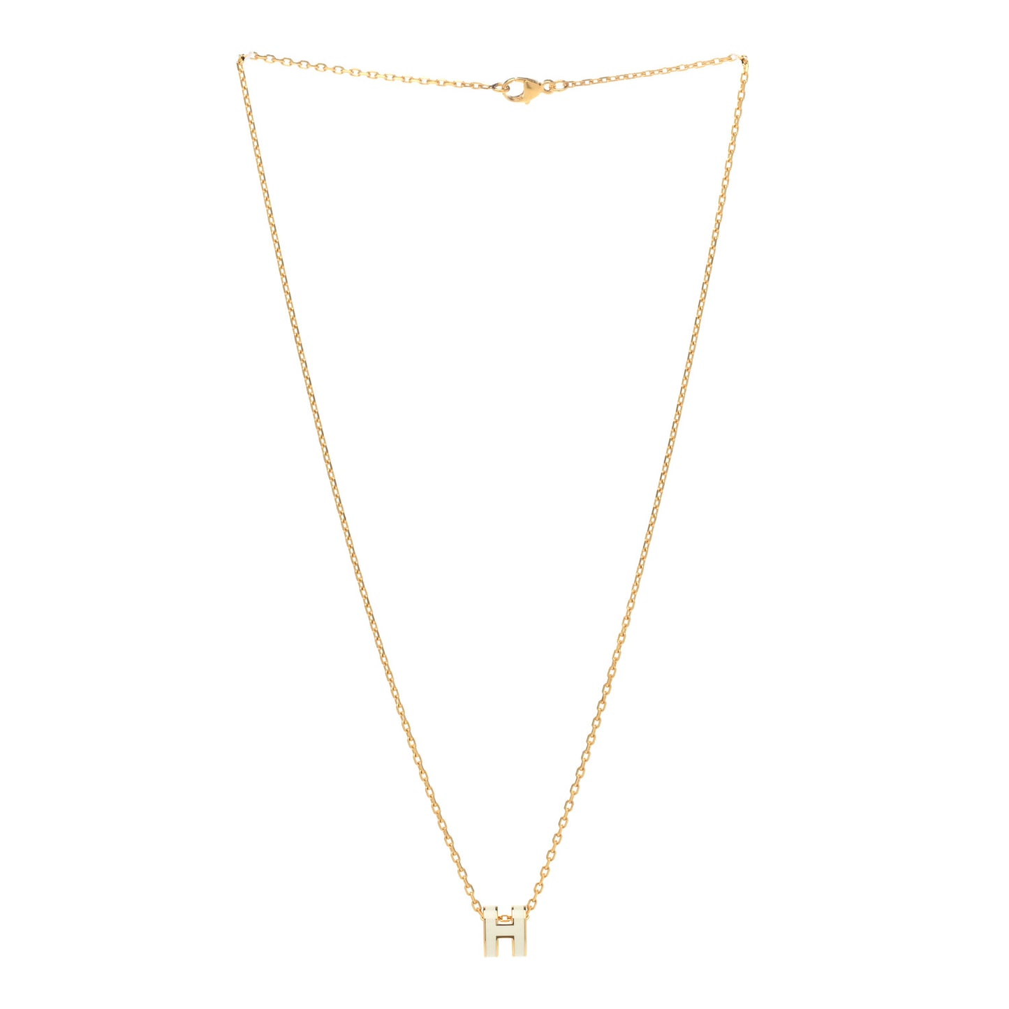 Lacquered Gold Mini Pop H Pendant Necklace White