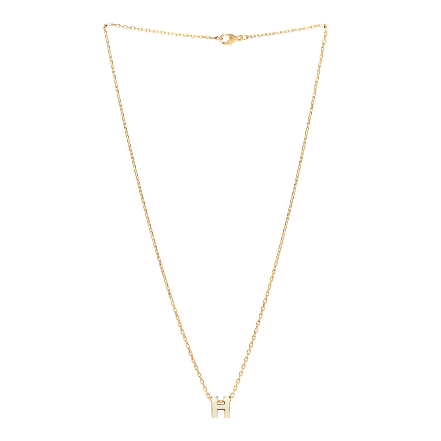 Hermes Lacquered Gold Mini Pop H Pendant Necklace White 3 of 8