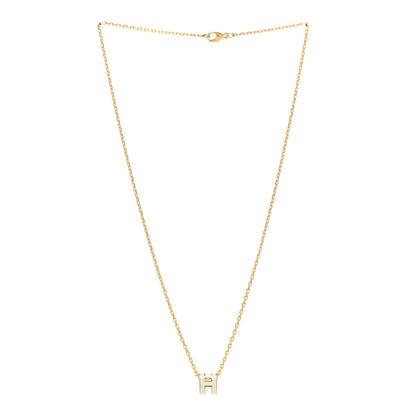 Hermes Lacquered Gold Mini Pop H Pendant Necklace White 3 of 8