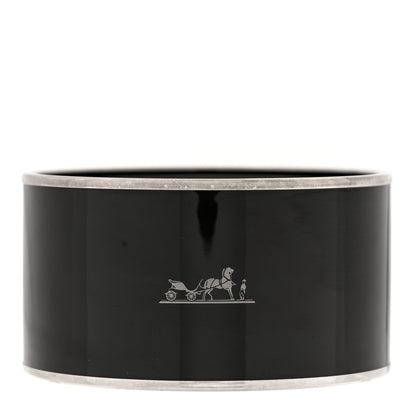 Hermes Enamel Printed Extra Wide Caleche Bracelet 70 Black 1 of 5