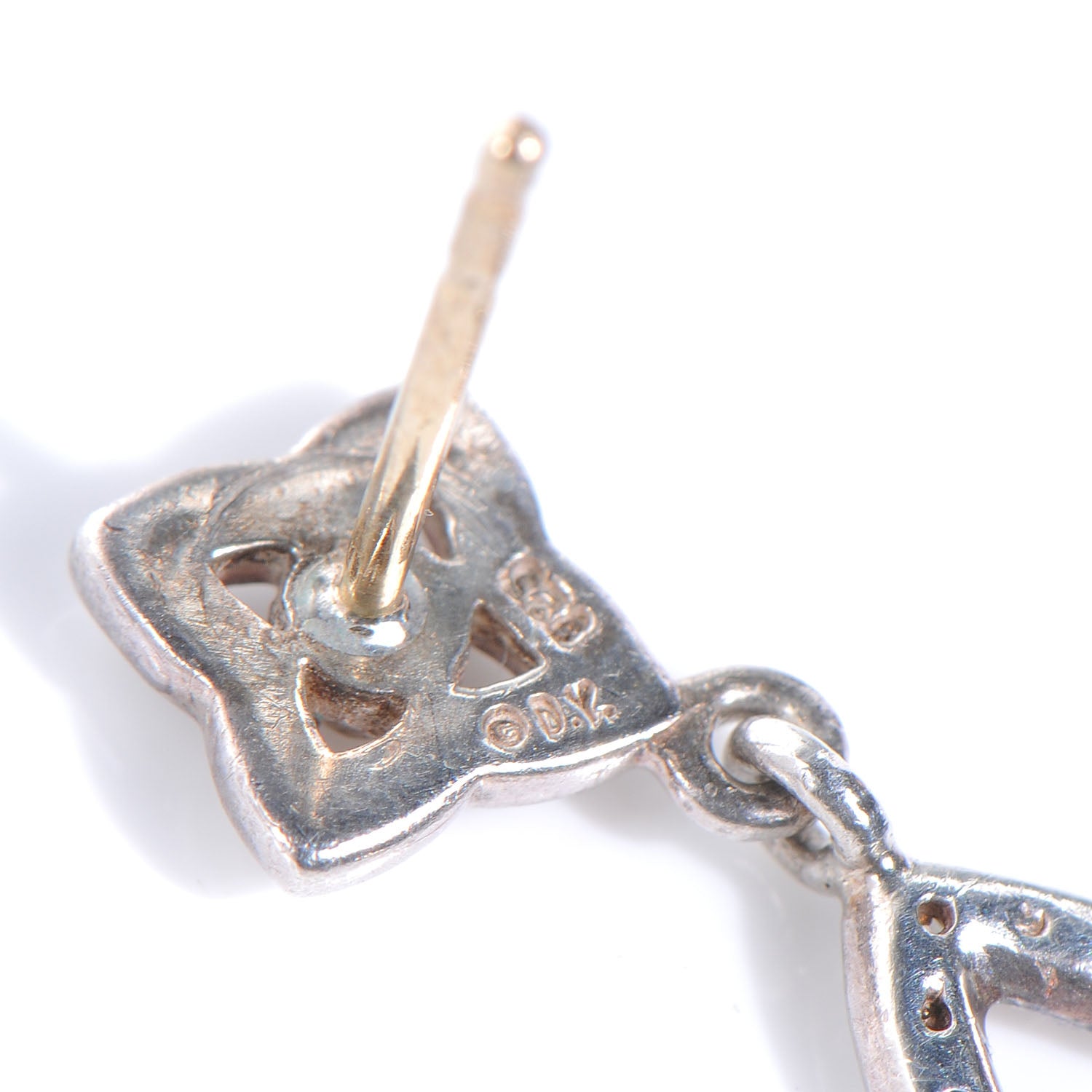 David Yurman Sterling Silver Diamond Quatrefoil Drop Earrings 5 of 5