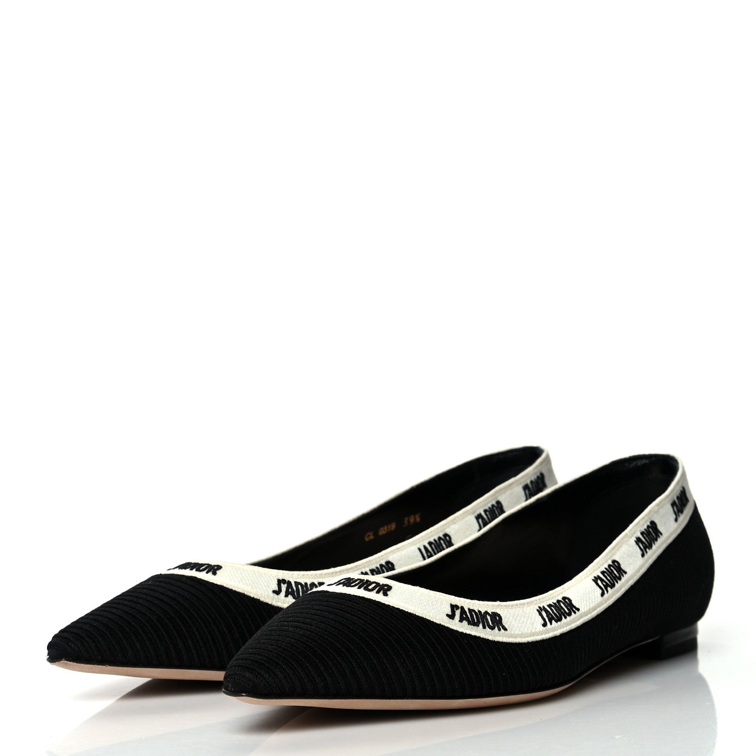 Christian Dior Fabric Ribbon Embroidered J'Adior Ballet Flats 39.5 Black 3 of 8