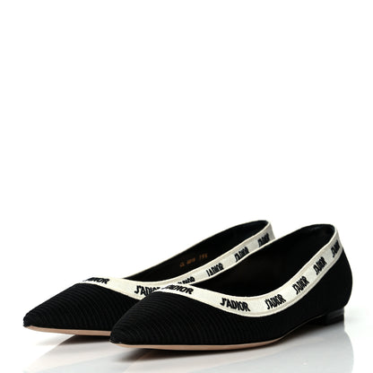 Christian Dior Fabric Ribbon Embroidered J'Adior Ballet Flats 39.5 Black 3 of 8