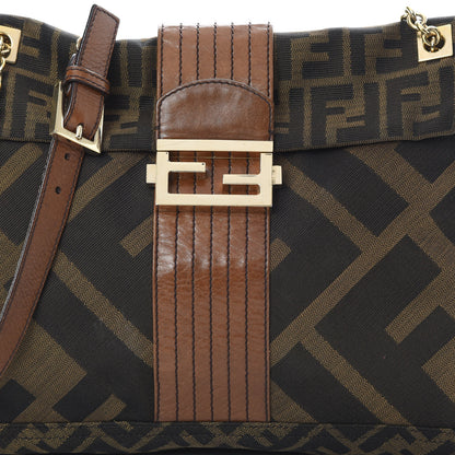 Fendi Zucca Vitello Acqua Maxi Baguette Shoulder Bag Tobacco 8 of 13