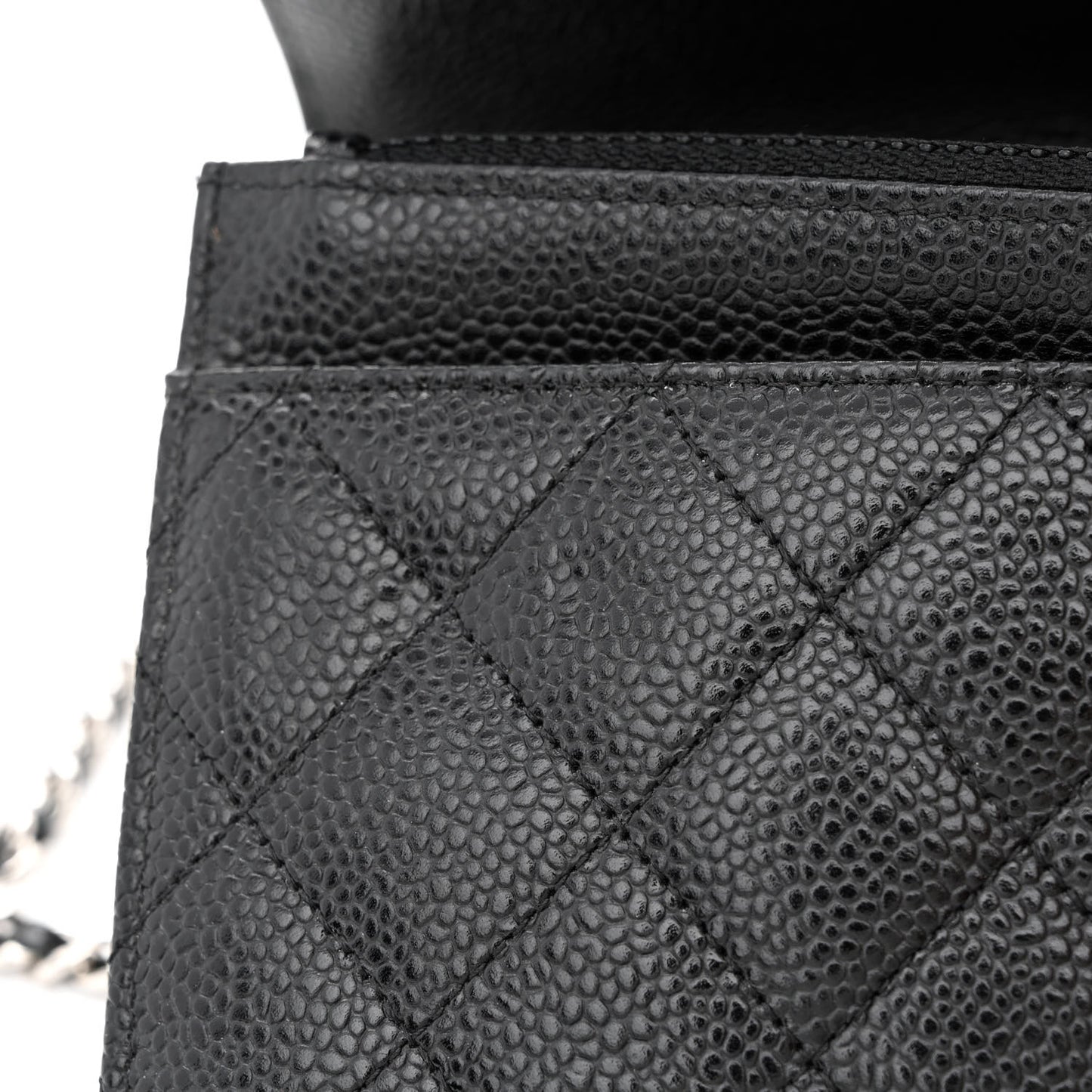 Caviar Quilted Wallet on Chain WOC Black