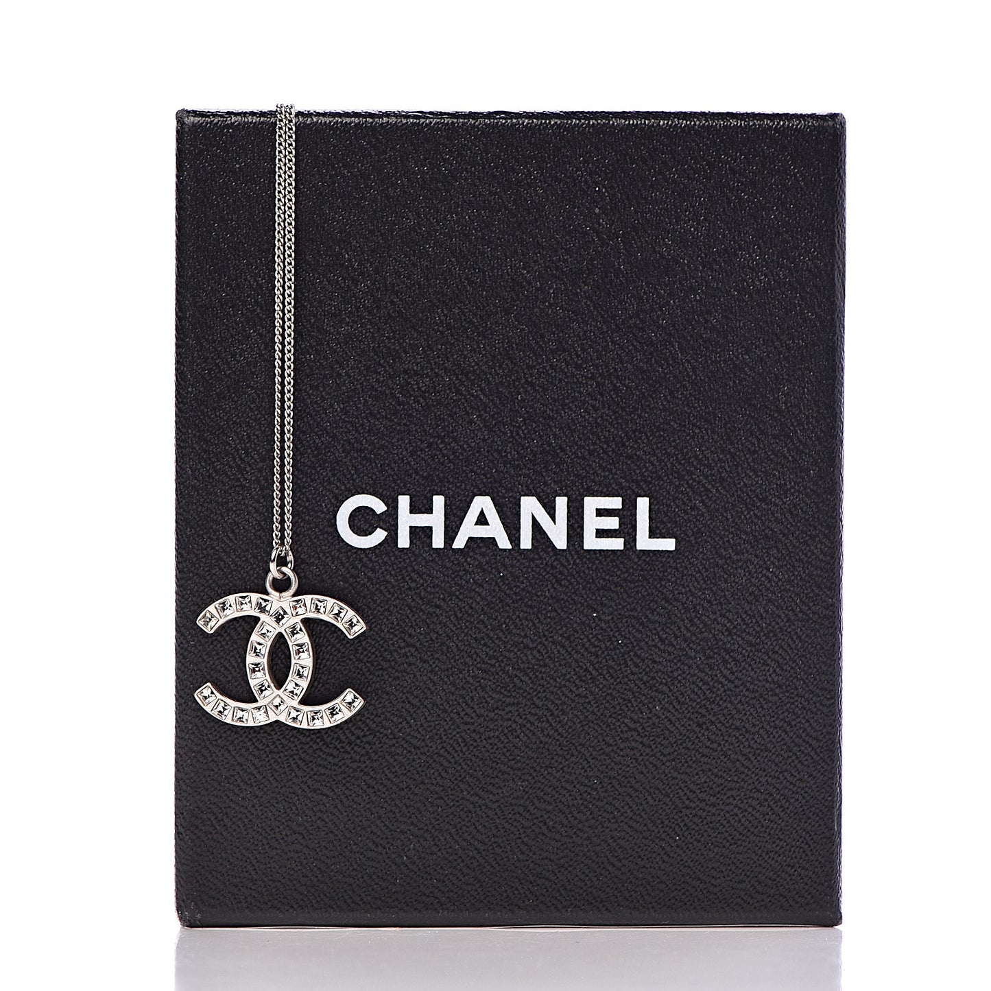 Baguette Crystal Large CC Necklace Silver