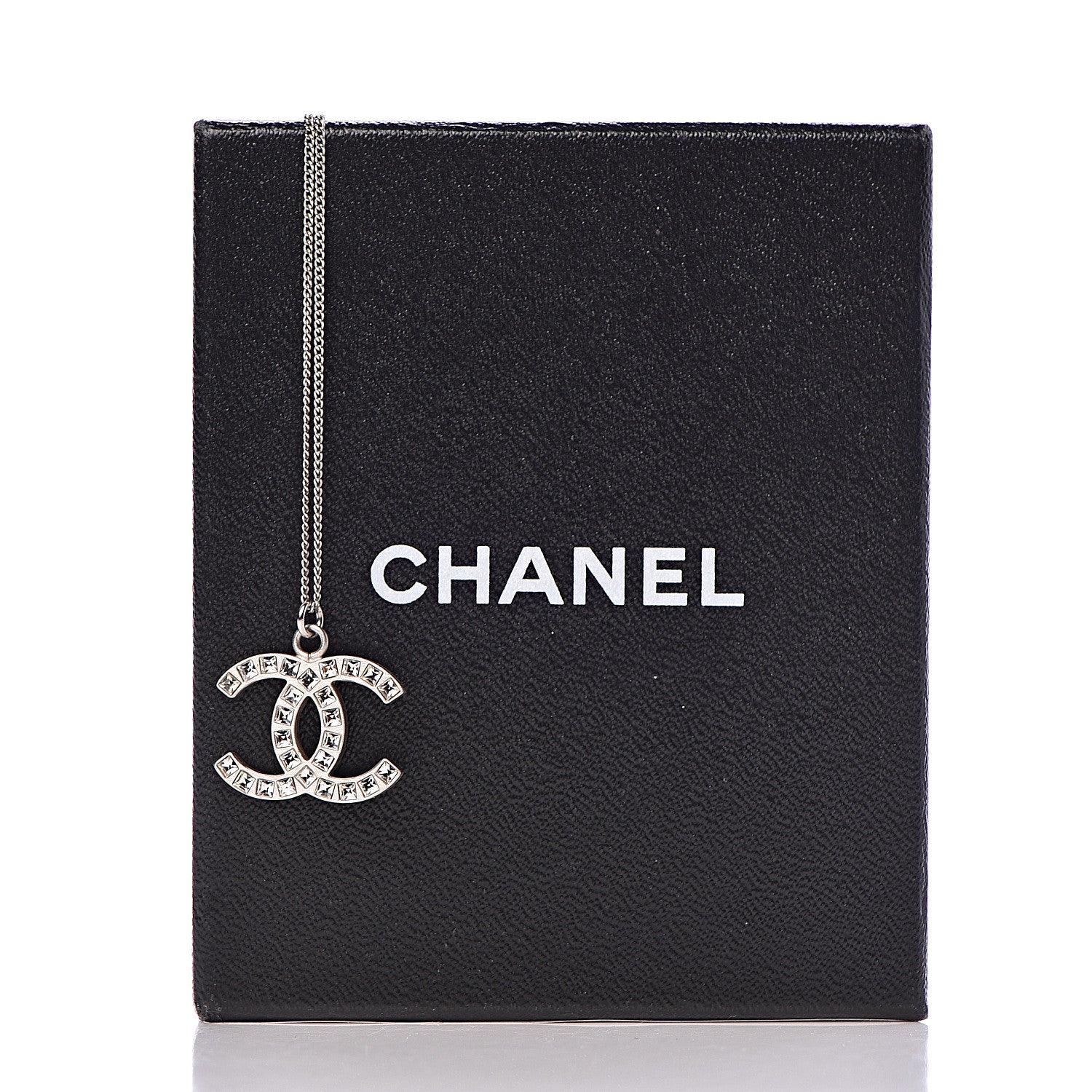 Chanel Baguette Crystal Large CC Necklace Silver 6 of 6