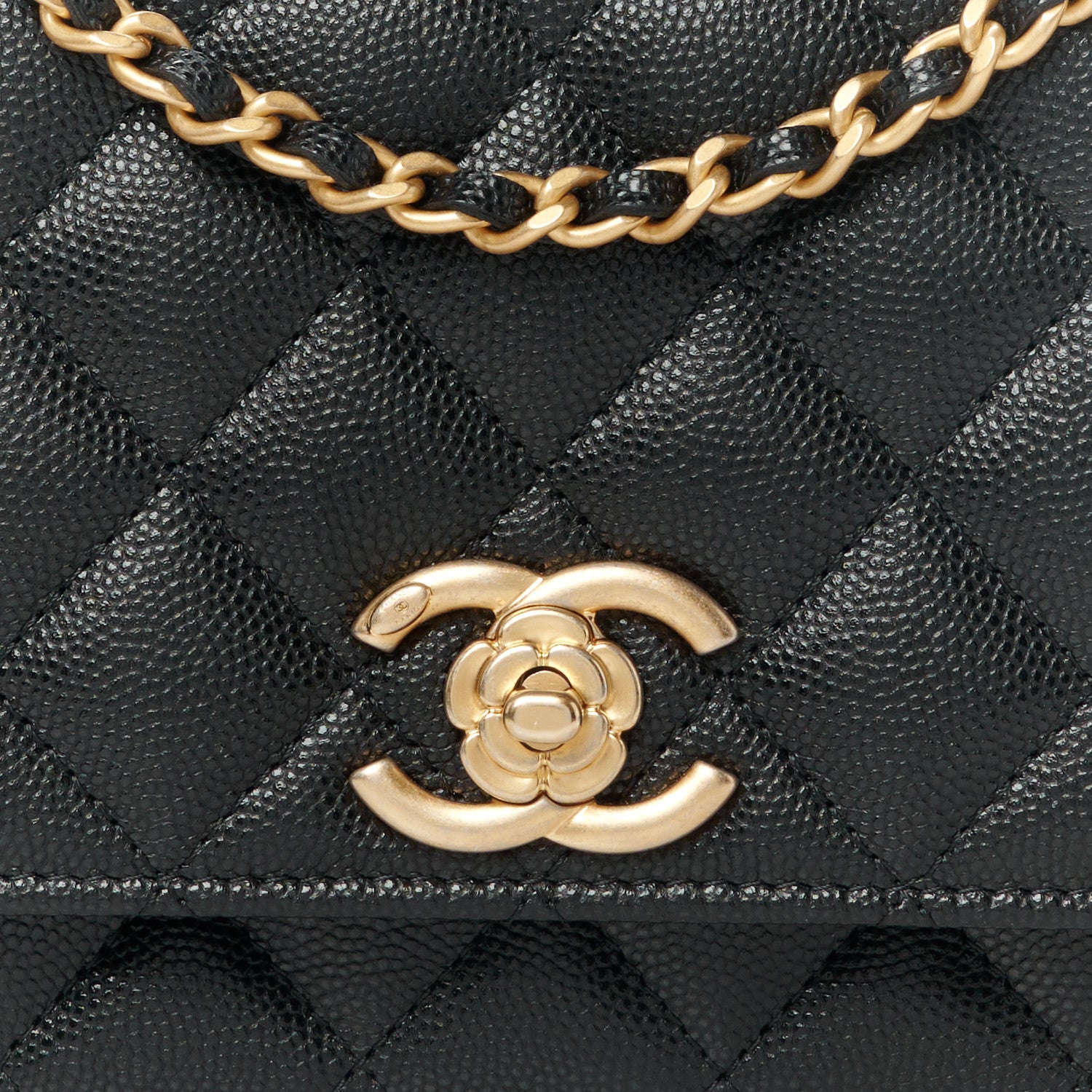 Chanel Caviar Quilted Camellia Wallet On Chain WOC Black 9 of 12