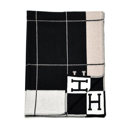 Hermes Wool Cashmere Avalon III Blanket Ecru Gris Fonce 3 of 4