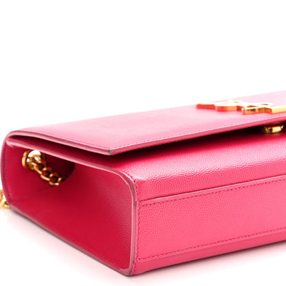 Saint Laurent Grain De Poudre Medium Monogram Kate Satchel Lipstick Fuchsia 8 of 10