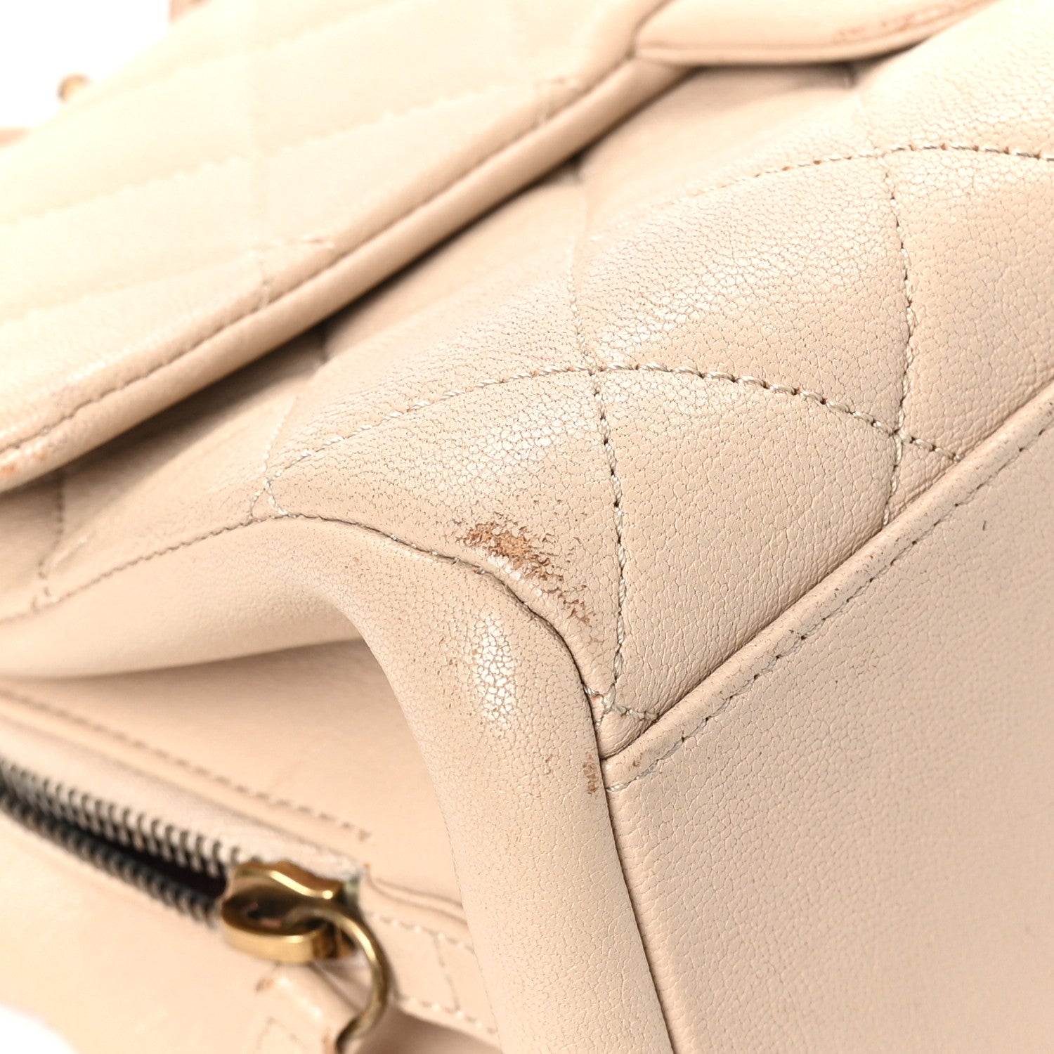 Chanel Shiny Sheepskin Quilted Small Trapezio Flap Beige 1608230