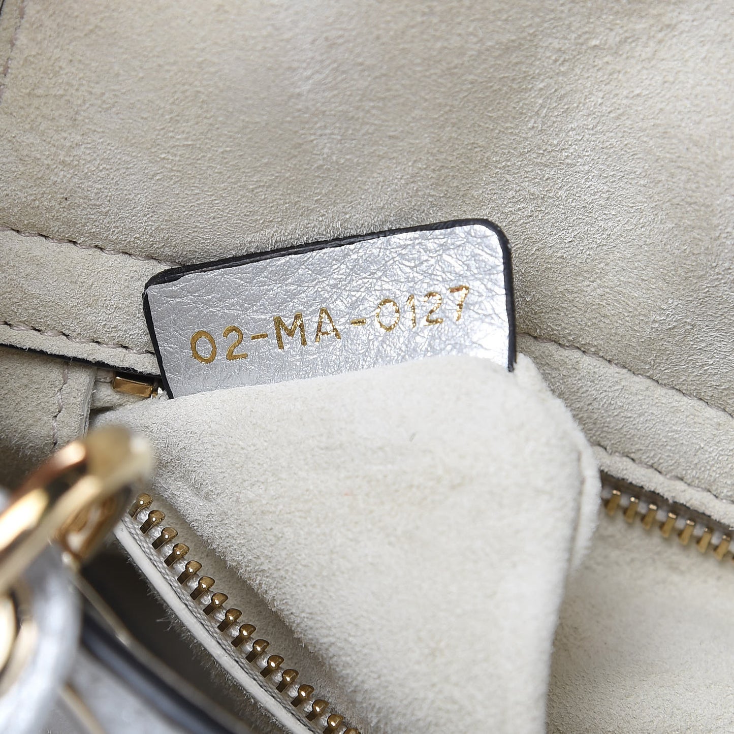 Metallic Grained Calfskin Cannage Mini Lady Dior Silver