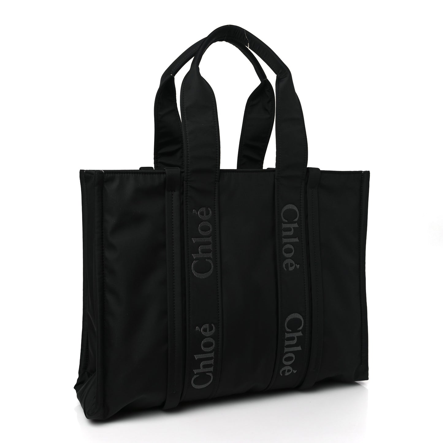 Recycled Nylon Large Woody Ribbon Tote Black