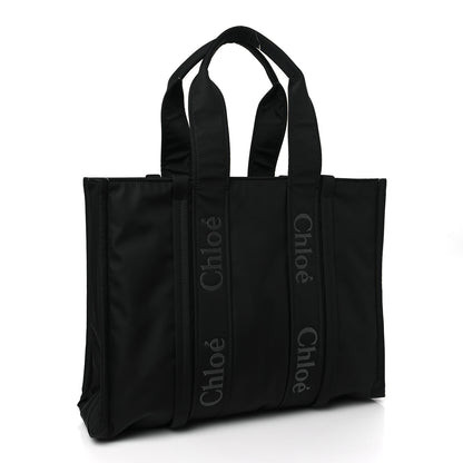 Chloe Recycled Nylon Large Woody Ribbon Tote Black 3 of 8