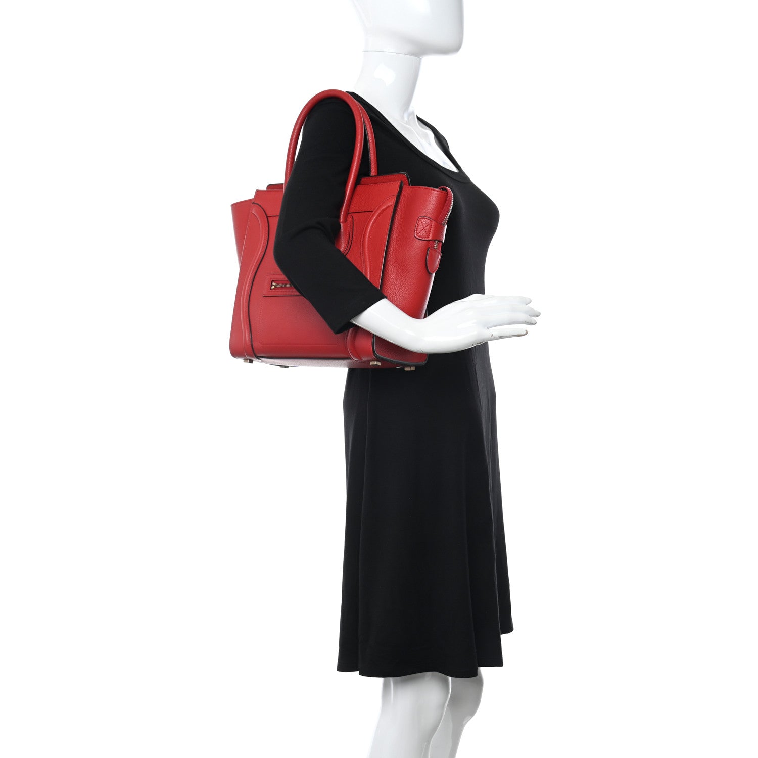 Celine Drummed Calfskin Micro Luggage Red 2 of 12