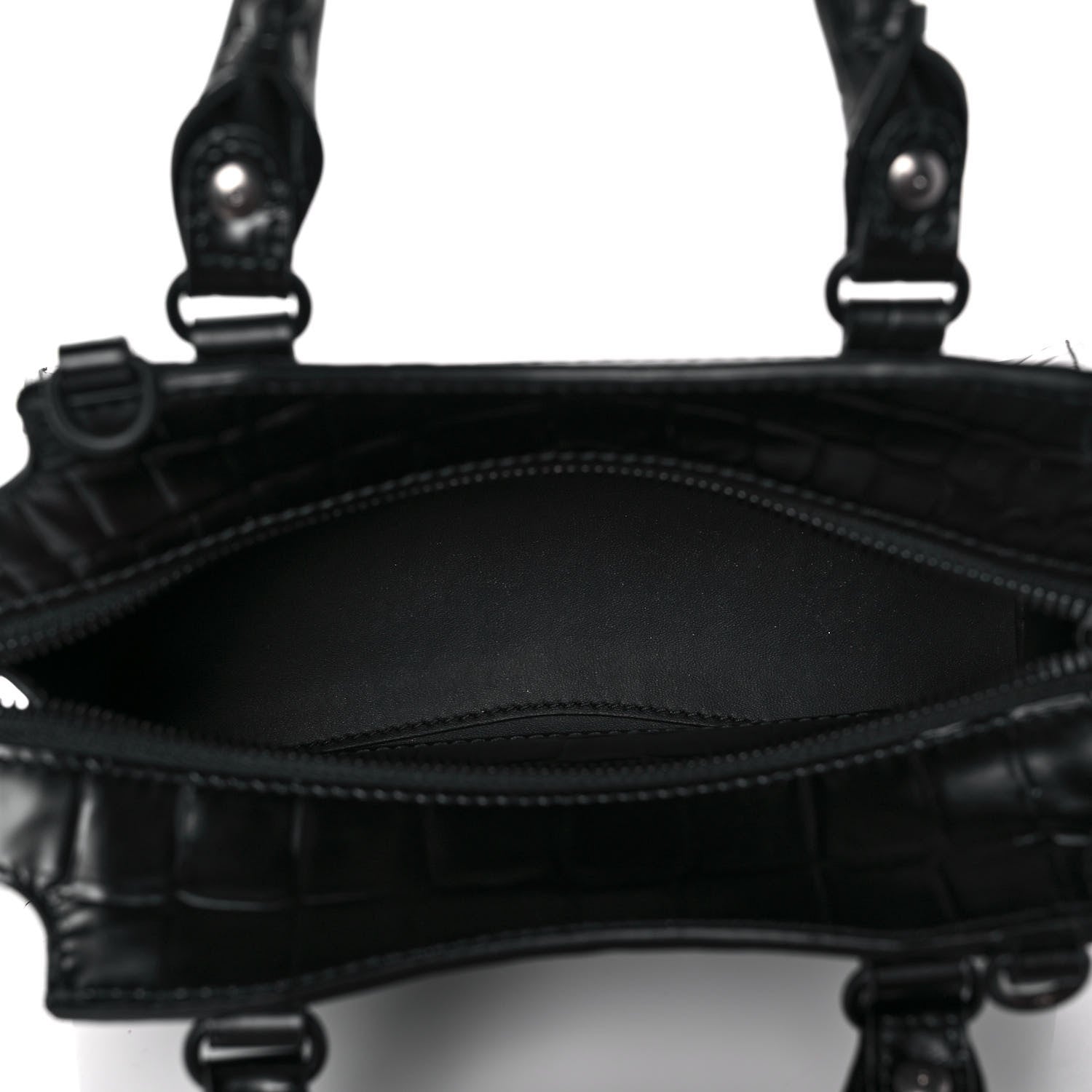 Balenciaga Semi Shiny Calfskin Crocodile Embossed Neo Classic Black Hardware Mini City Black 5 of 8