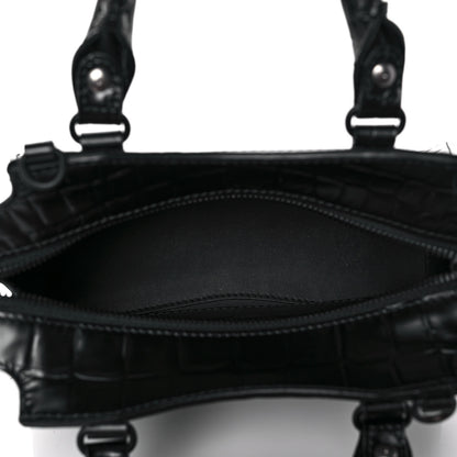 Balenciaga Semi Shiny Calfskin Crocodile Embossed Neo Classic Black Hardware Mini City Black 5 of 8