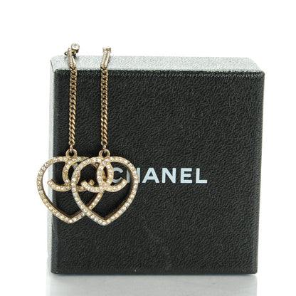 Chanel Swarovski Crystal CC Heart Earrings 5 of 5