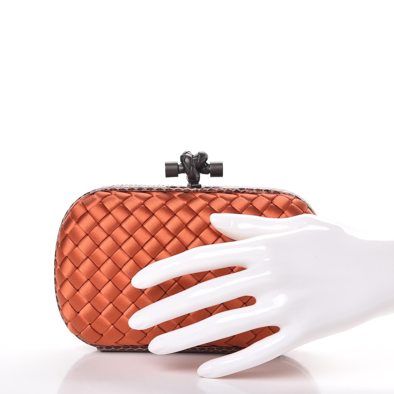 Bottega Veneta Satin Intreccio Impero Ayers Knot Clutch Orange 2 of 6