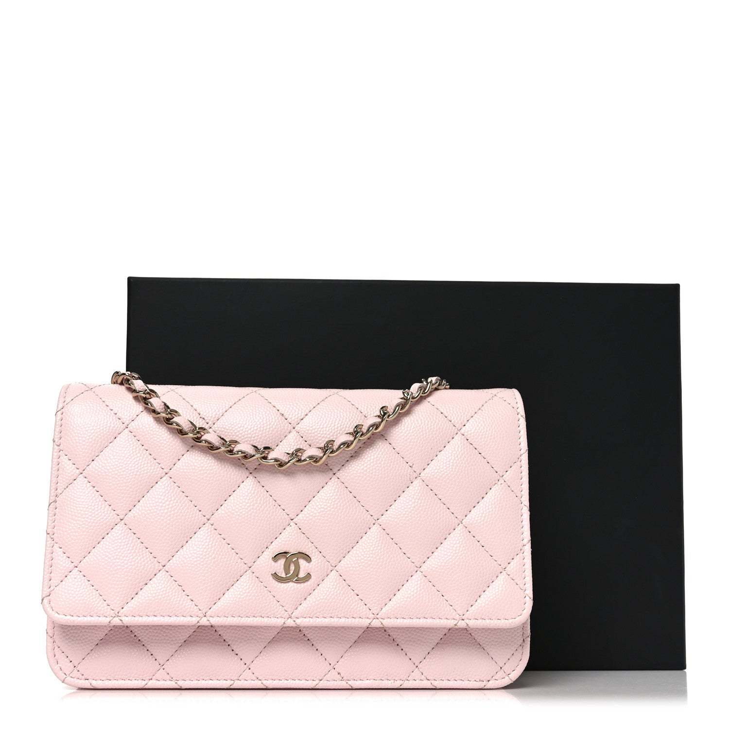 Chanel Caviar Quilted Wallet on Chain WOC Light Pink 11 of 11