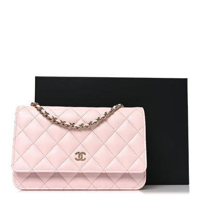 Chanel Caviar Quilted Wallet on Chain WOC Light Pink 11 of 11