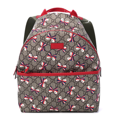 Gucci GG Supreme Monogram Sylvie Bow Print Childrens Backpack Red 1 of 5