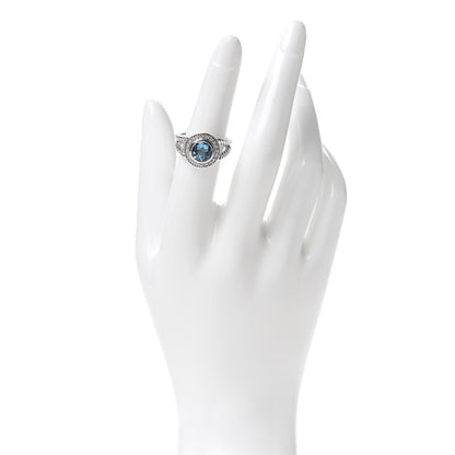 David Yurman Sterling Silver Diamond Blue Topaz 8mm Petite Cerise Ring 52 6 2 of 5
