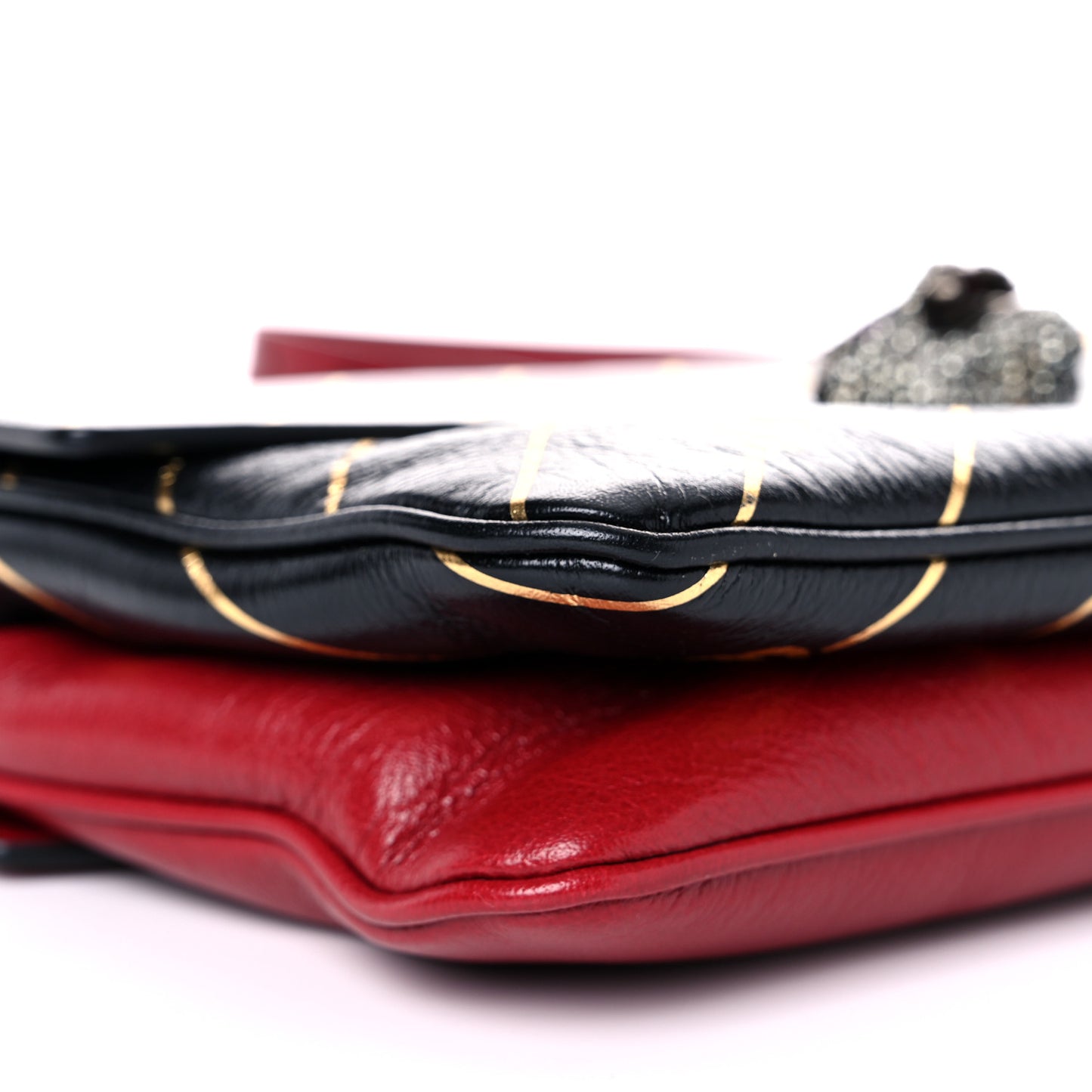 Calfskin Diagonal GG Medium Thiara Double Envelope Shoulder Bag Black Red