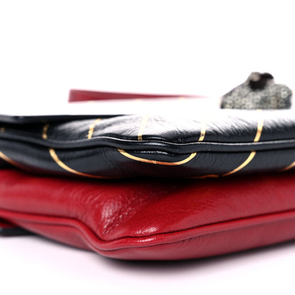 Gucci Calfskin Diagonal GG Medium Thiara Double Envelope Shoulder Bag Black Red 9 of 11