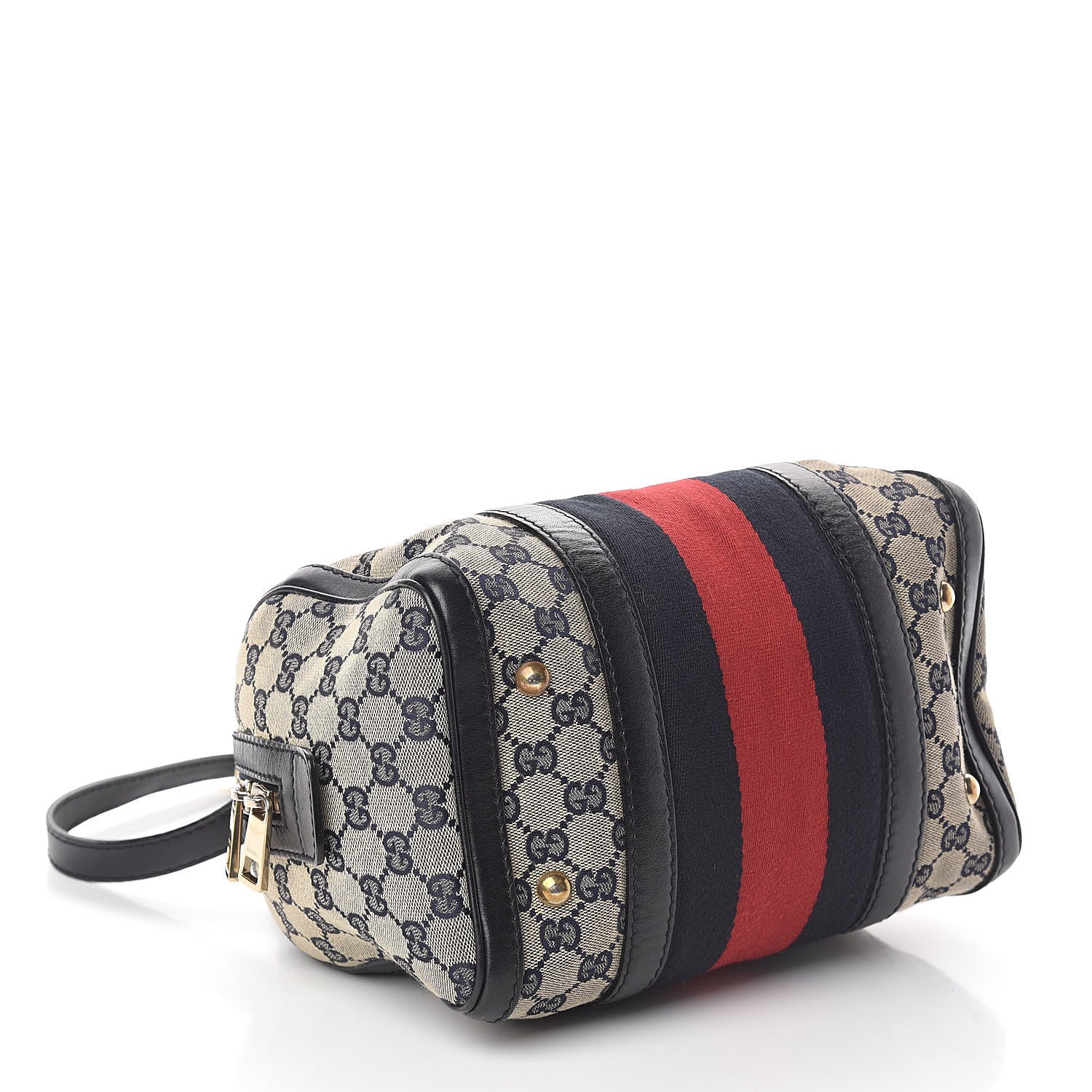 Gucci Monogram Vintage Web Small Boston Navy 4 of 10