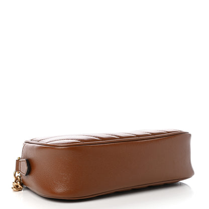 Gucci Glazed Calfskin Matelasse Diagonal Small GG Marmont Chain Shoulder Bag Cuir 4 of 10