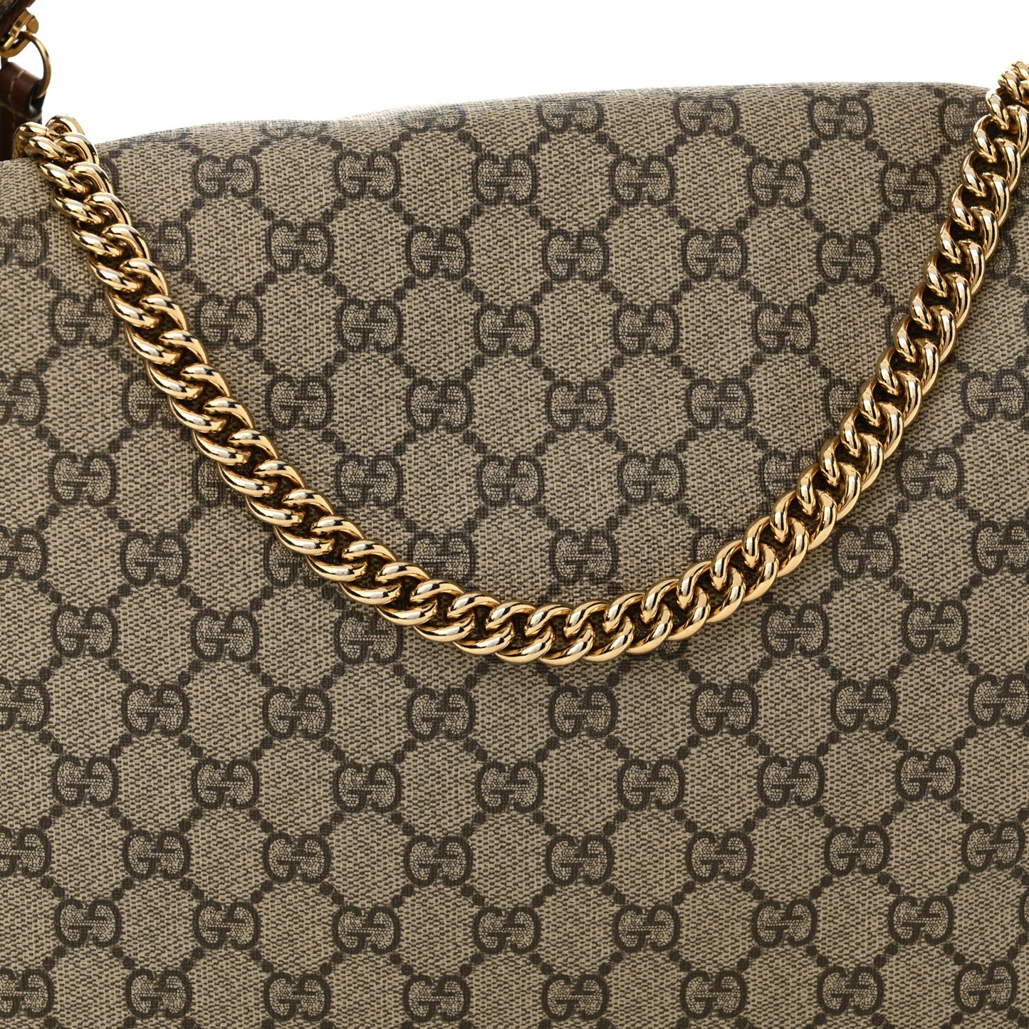 GG Supreme Monogram Large Linea A Hobo Light Brown