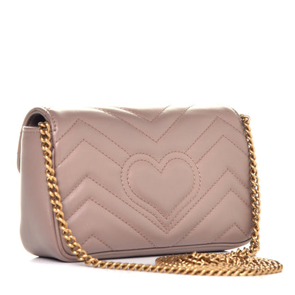 Gucci Calfskin Matelasse Super Mini GG Marmont Shoulder Bag Porcelain Rose 5 of 22