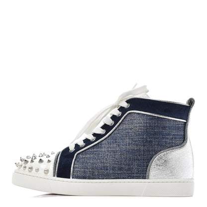 Christian Louboutin Lame Lou Spikes Flat Sneakers 38 Blue 1 of 12