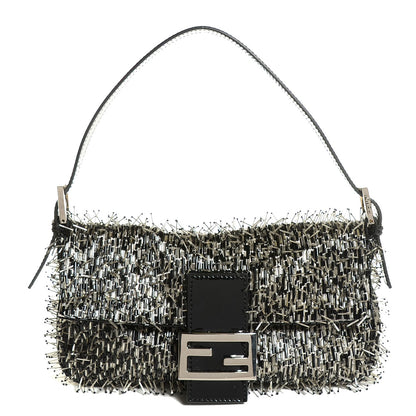 Fendi Beaded Spikes Baguette Gray Black 1 of 11