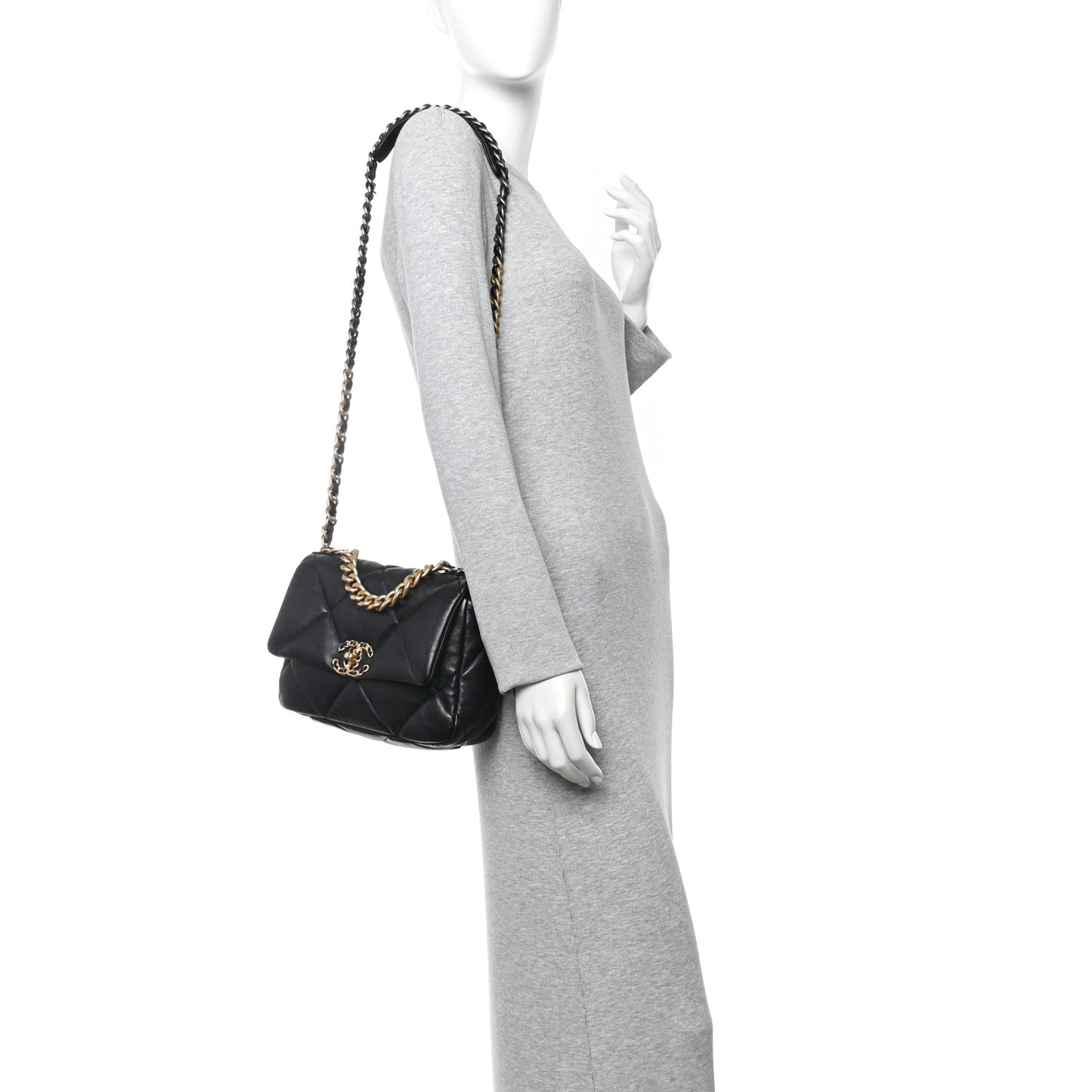 Lambskin Quilted Medium Chanel 19 Flap Black
