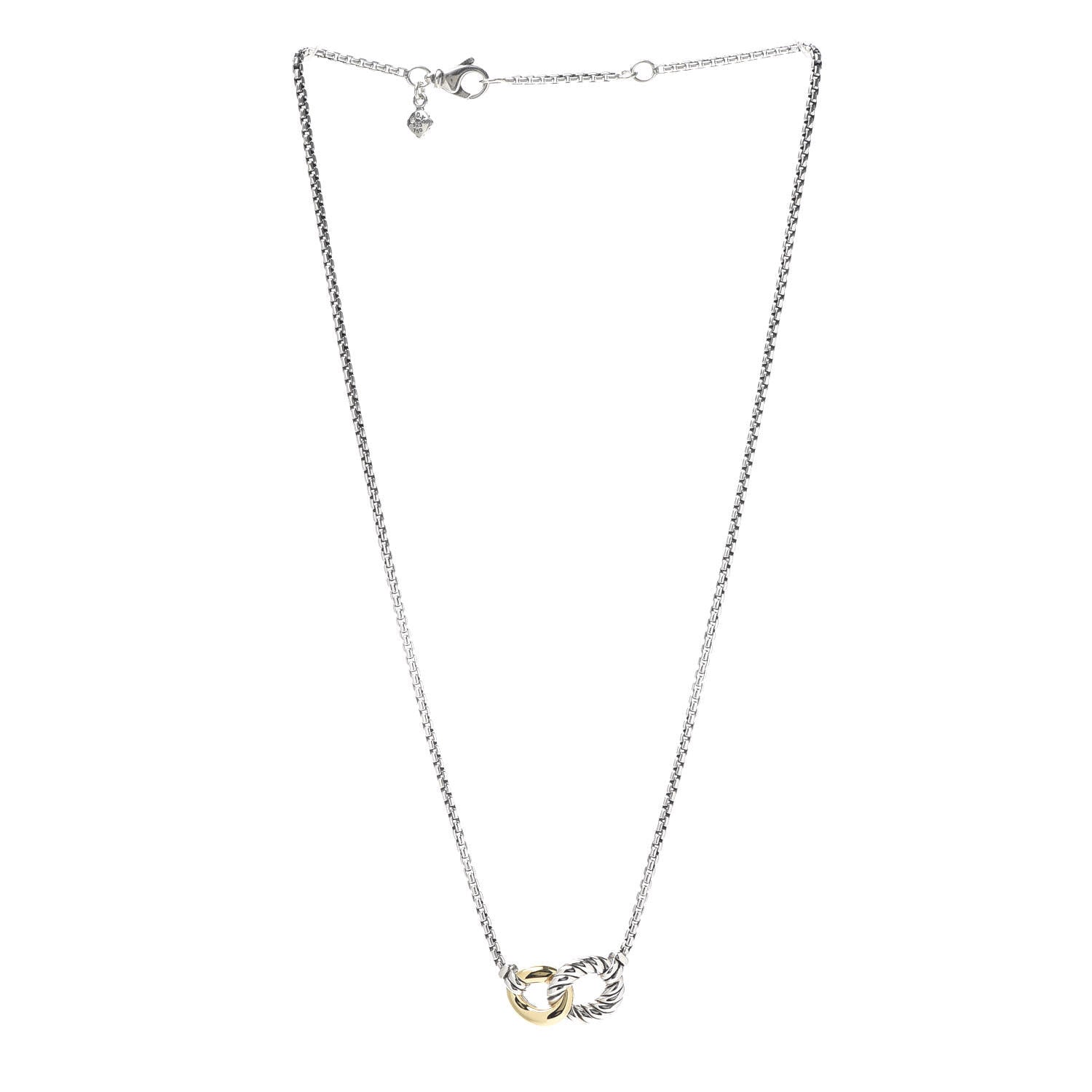 David Yurman Sterling Silver 18K Yellow Gold Belmont Pendant Necklace 3 of 5