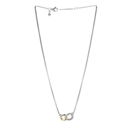 David Yurman Sterling Silver 18K Yellow Gold Belmont Pendant Necklace 3 of 5